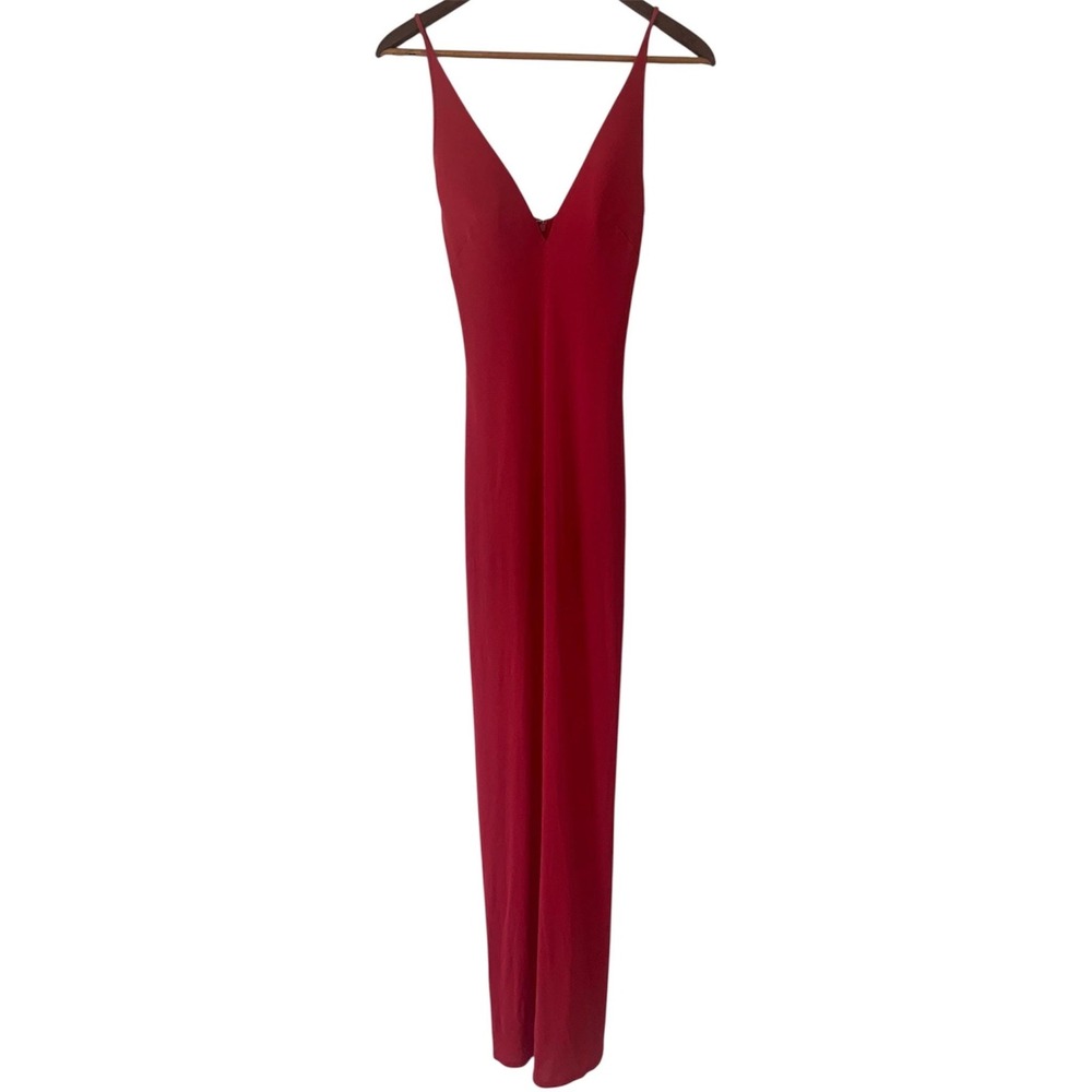 La Perla Maxi Slip Dress Women M Red Excellent 90s Vintage Plunge Italian Gown